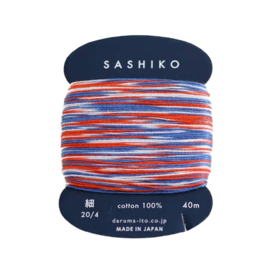 Daruma Sashiko Garn - 401 orange aqua Mix