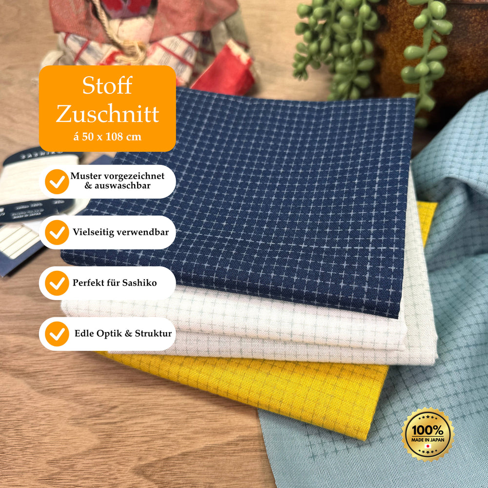 Sashiko Stoff - 5mm Raster - Zuschnitt 50 x 108 cm
