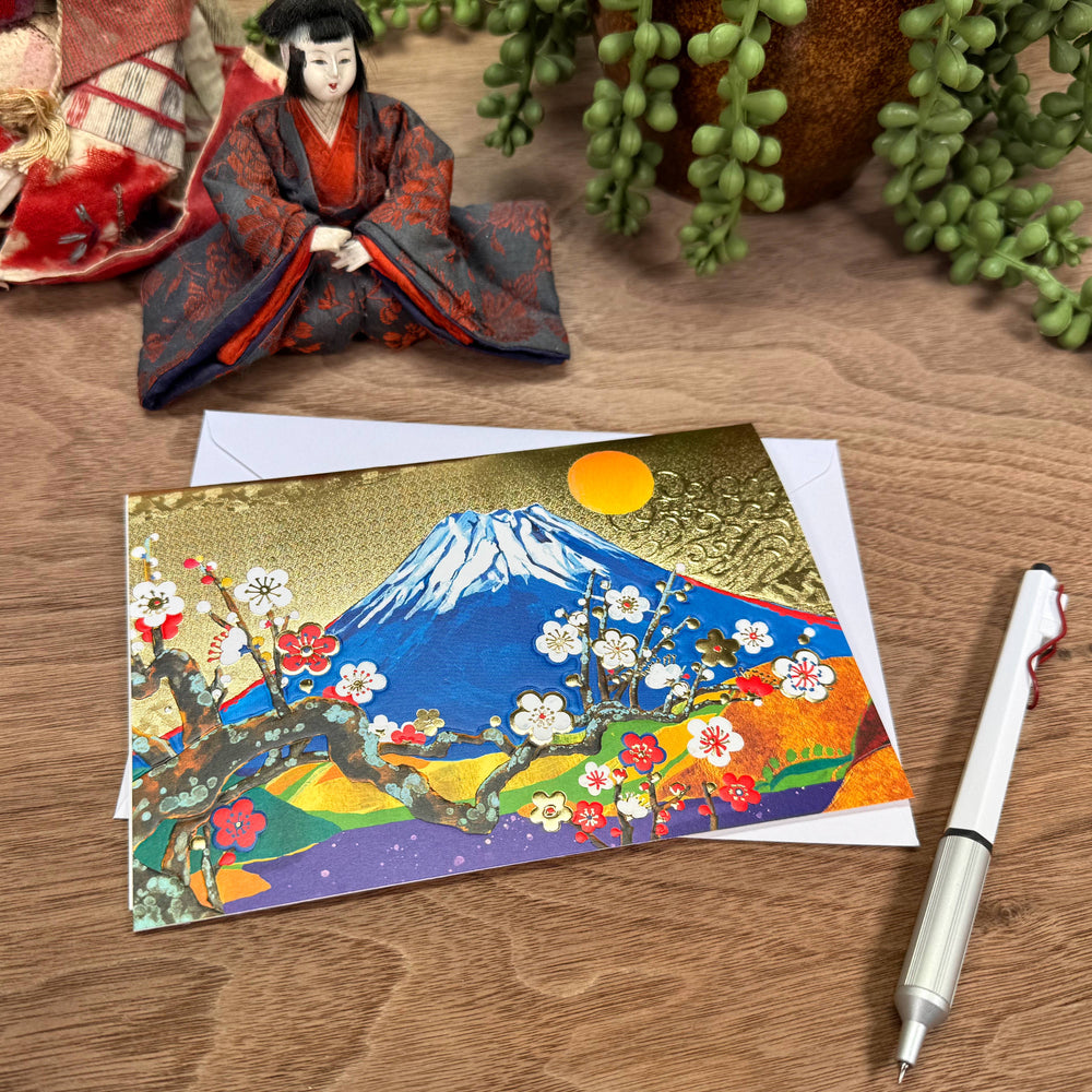 Grußkarte mit Goldprägung - Mt. Fuji Nr. 2