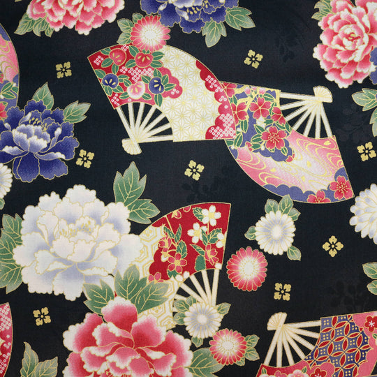 Chrysanthemen & Fächer - Schwarz