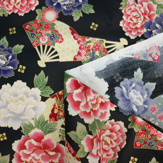 Chrysanthemen & Fächer - Schwarz