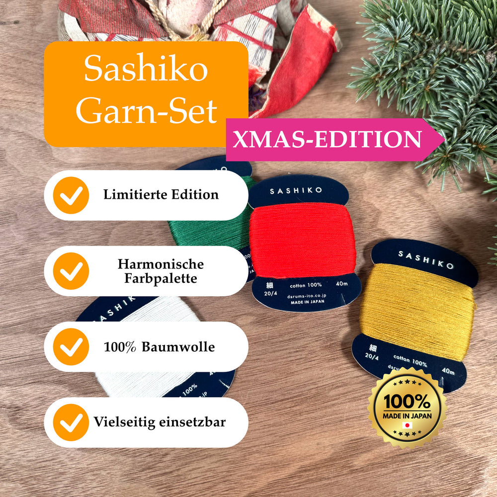 Daruma Sashiko Garn-Set - Xmas Edition