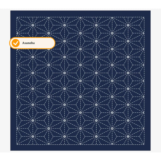 Daruma Hana Fukin Sashiko Sampler - Moyouzashi - Dunkelblau