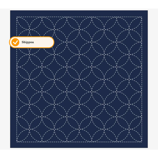 Daruma Hana Fukin Sashiko Sampler - Moyouzashi - Dunkelblau