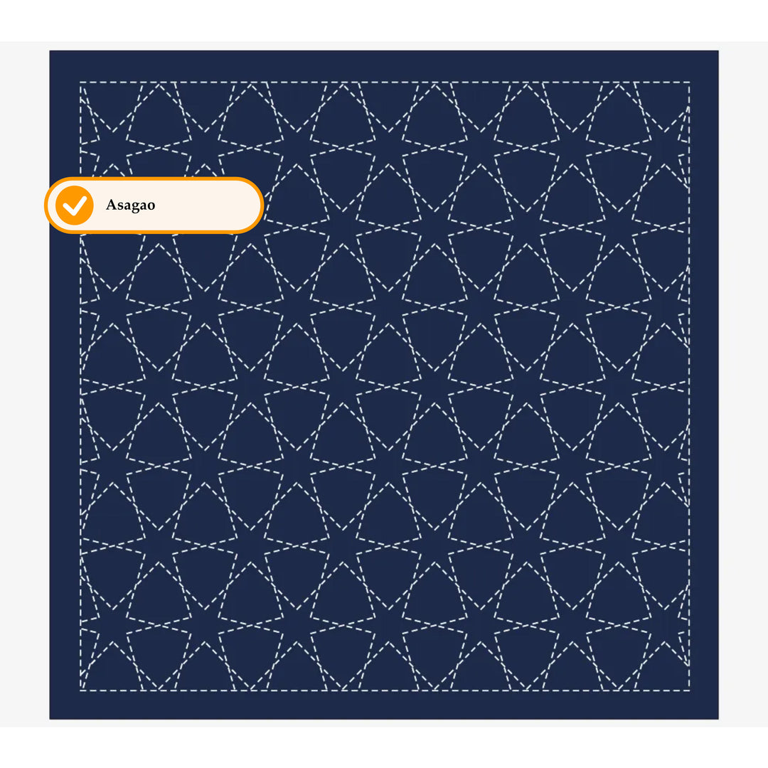 Daruma Hana Fukin Sashiko Sampler - Moyouzashi - Dunkelblau