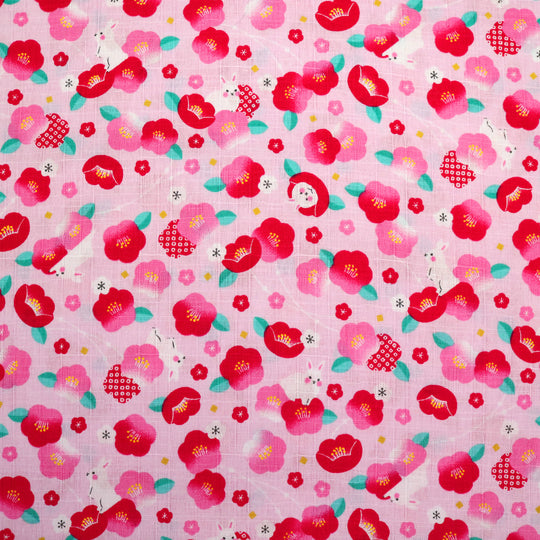Kleine Häschen & Tsubaki Blüten - Rosa