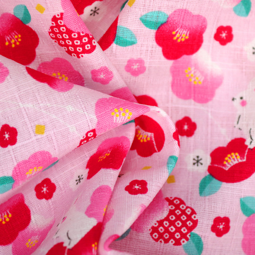 Kleine Häschen & Tsubaki Blüten - Rosa