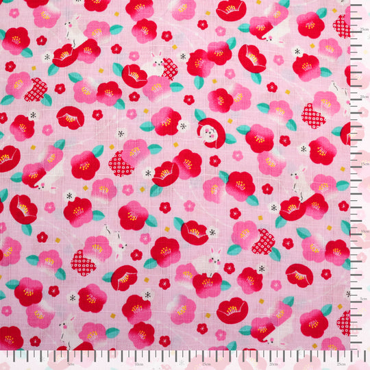 Kleine Häschen & Tsubaki Blüten - Rosa