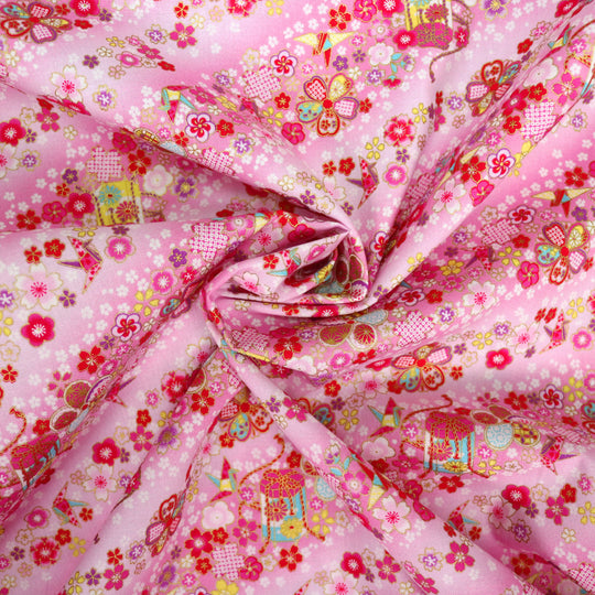 Kleine Kirschblüten & Origami Kraniche - Pink