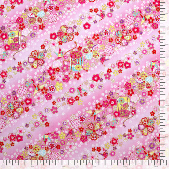 Kleine Kirschblüten & Origami Kraniche - Pink