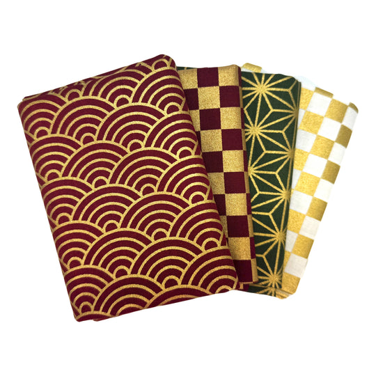 Fat Quarter Stoffpaket - No.1.9 - Gold Rot Grün