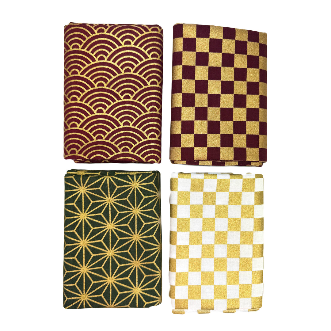 Fat Quarter Stoffpaket - No.1.9 - Gold Rot Grün