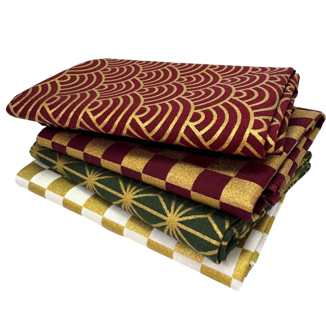Fat Quarter Stoffpaket - No.1.9 - Gold Rot Grün