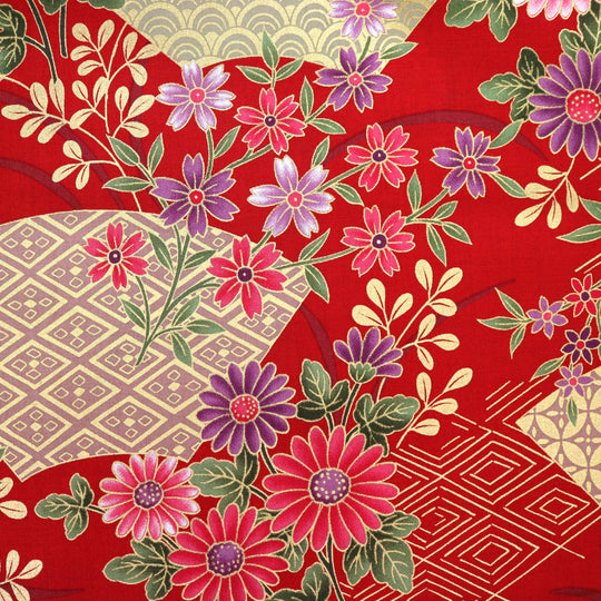 Fächer & Blumen - Rot Gold