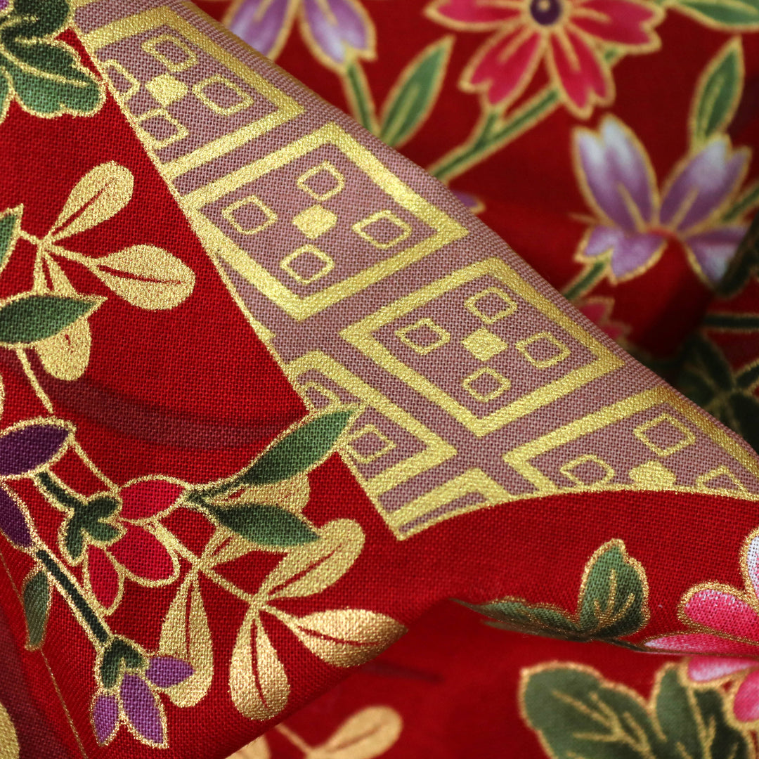 Fächer & Blumen - Rot Gold