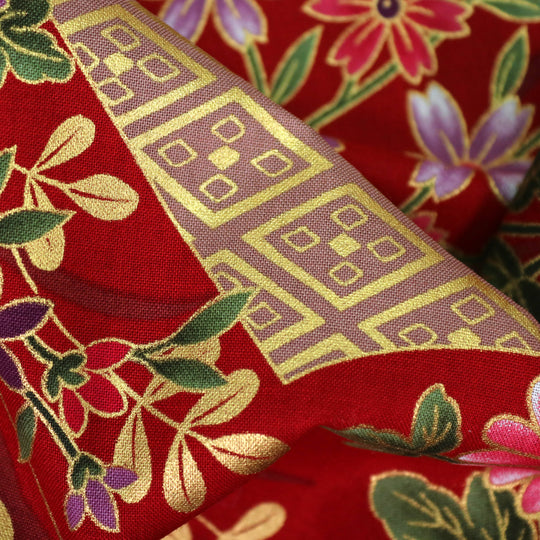 Fächer & Blumen - Rot Gold