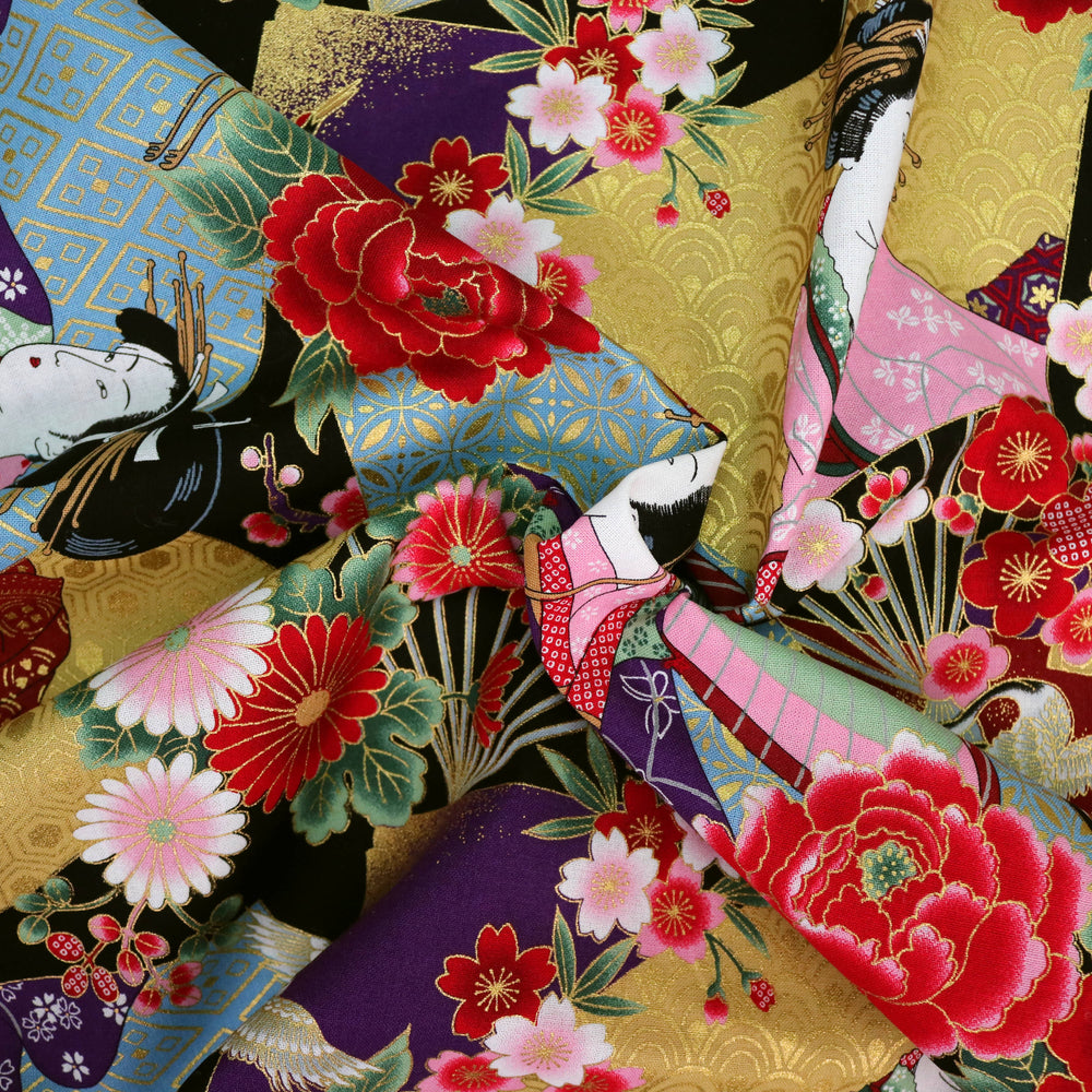 Geishas & Chrysanthemen - Schwarz