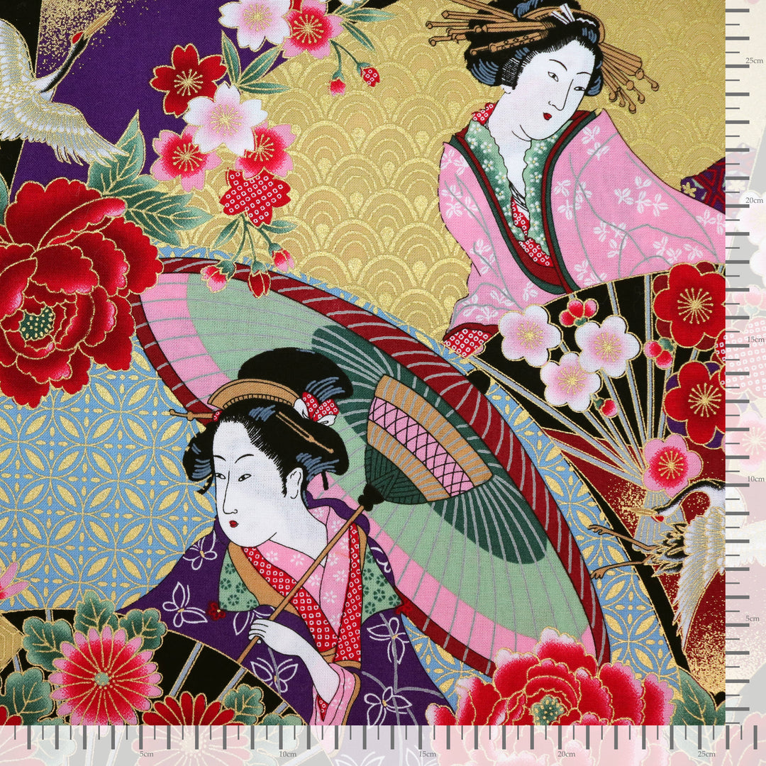 Geishas & Chrysanthemen - Schwarz