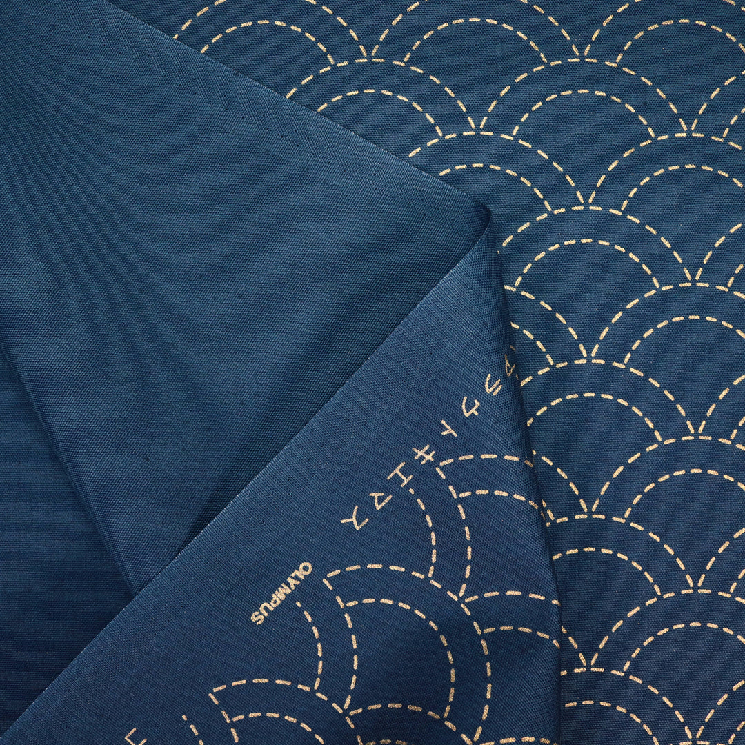 Sashiko Stoff Seigaha - Dunkelblau