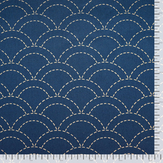 Sashiko Stoff Seigaha - Dunkelblau