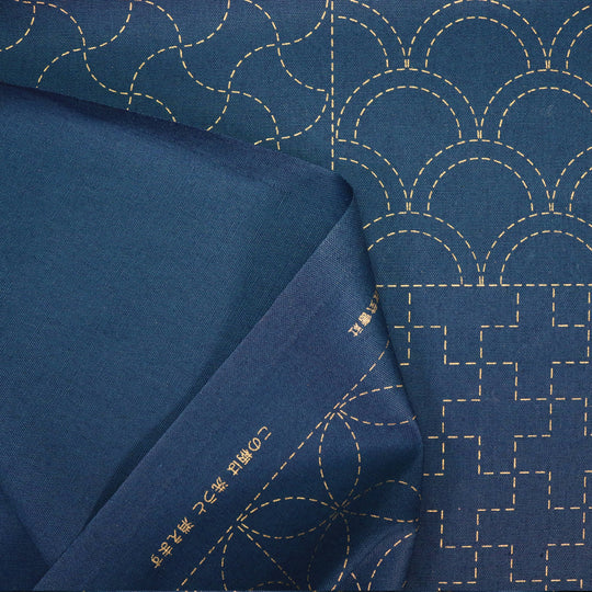 Sashiko Stoff Muster Mix No.1 - Dunkelblau