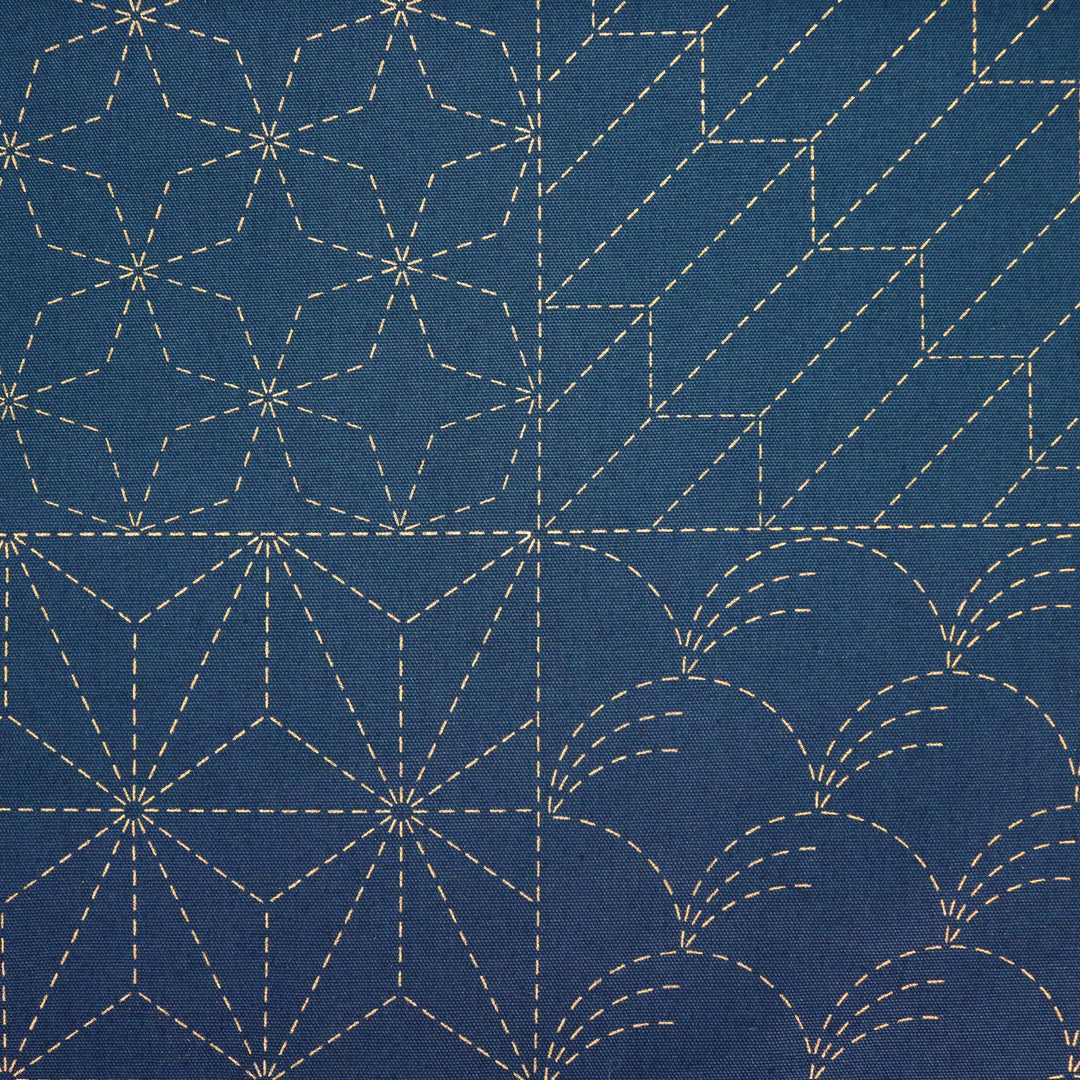 Sashiko Stoff Muster Mix No.1 - Dunkelblau