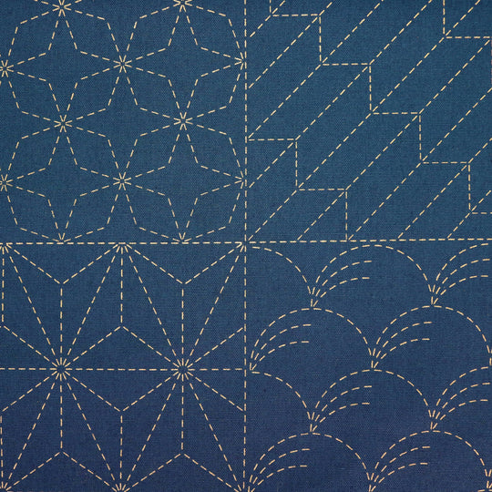 Sashiko Stoff Muster Mix No.1 - Dunkelblau