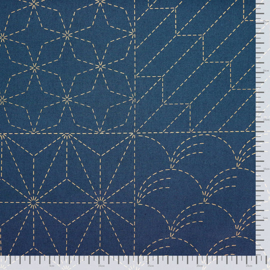 Sashiko Stoff Muster Mix No.1 - Dunkelblau