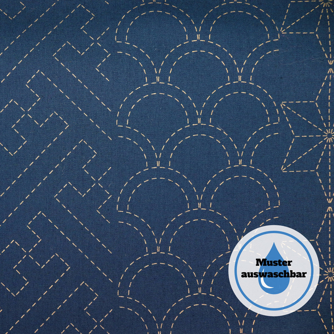Sashiko Stoff Muster Mix No.2 - Dunkelblau