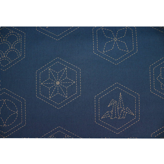 Sashiko Stoff Muster Mix No.2 - Dunkelblau