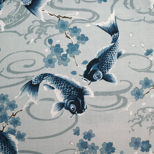 Koi Karpfen und Kirschblüten - Grau