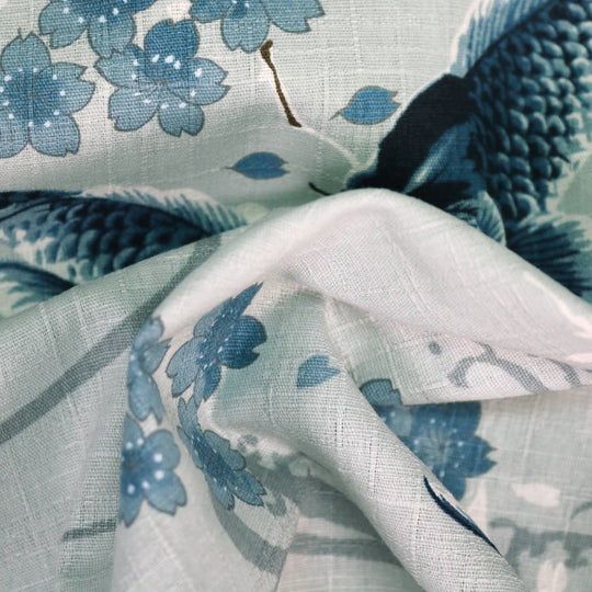 Koi Karpfen und Kirschblüten - Grau