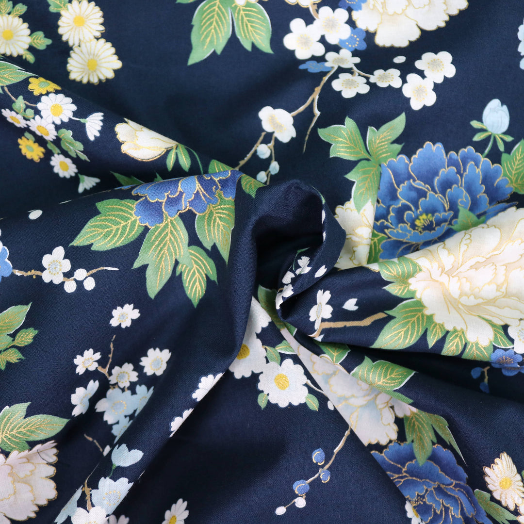 Traditionelle Blumen - Dunkelblau