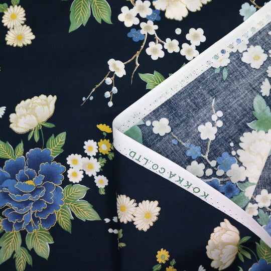 Traditionelle Blumen - Dunkelblau