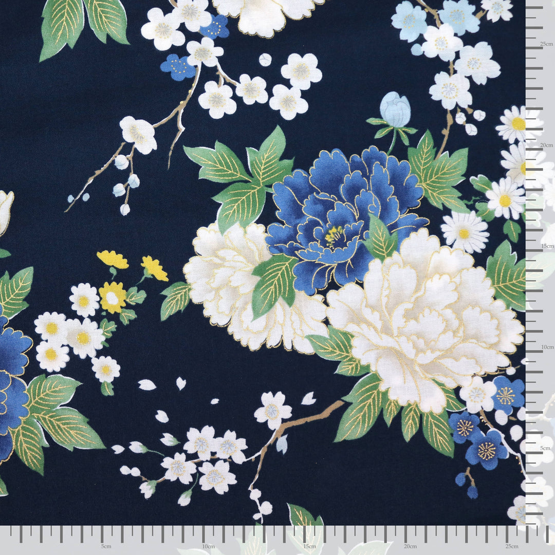Traditionelle Blumen - Dunkelblau