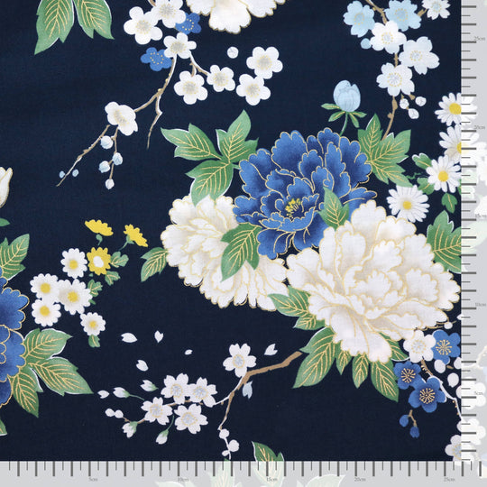 Traditionelle Blumen - Dunkelblau