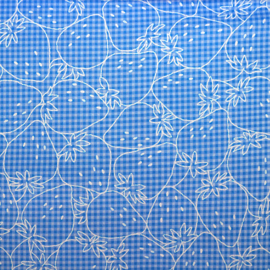 Erdbeeren auf Vichy Karo - Hellblau