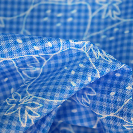 Erdbeeren auf Vichy Karo - Hellblau