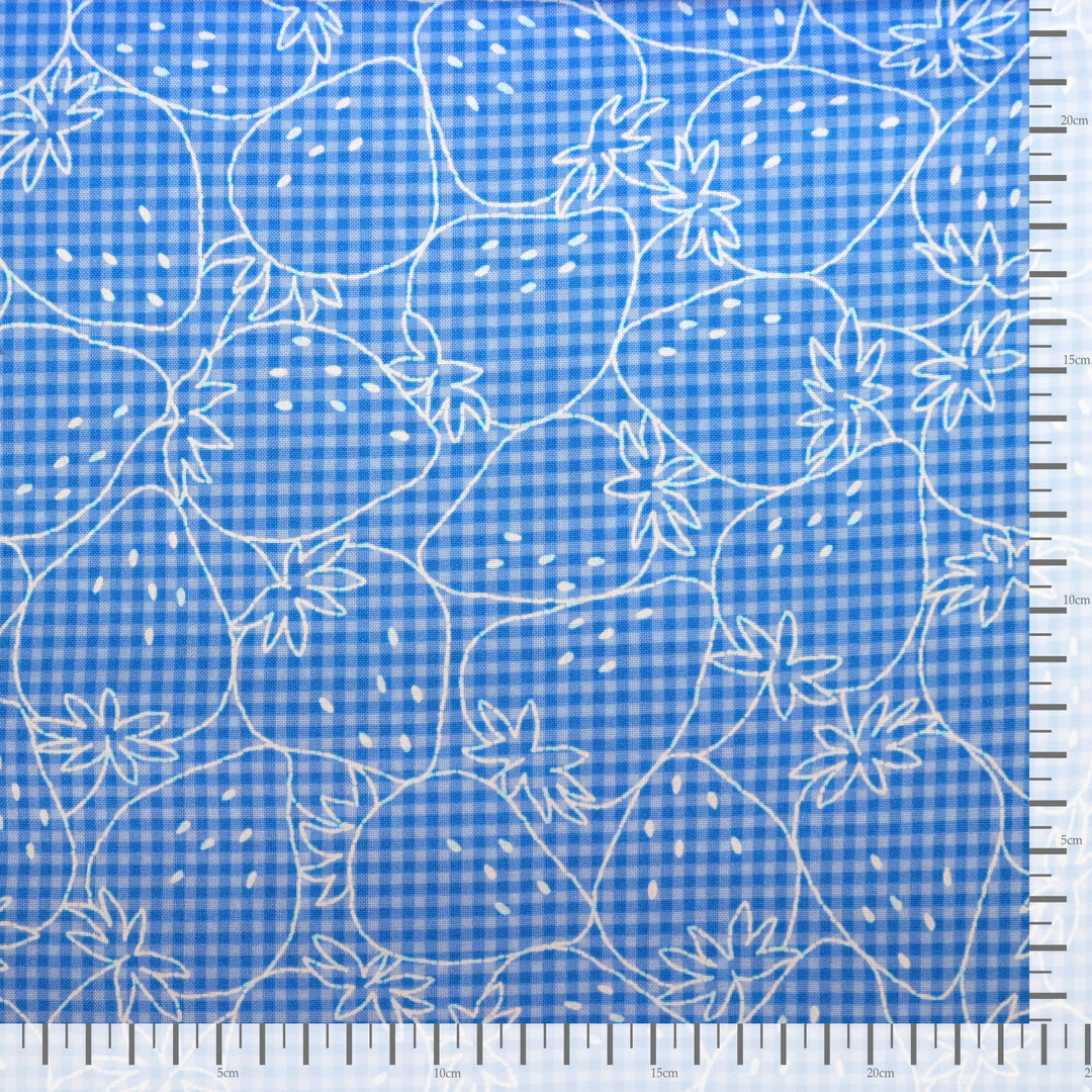 Erdbeeren auf Vichy Karo - Hellblau