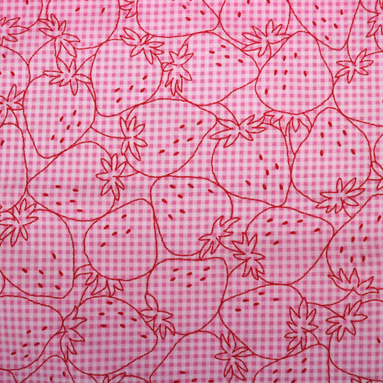 Erdbeeren auf Vichy Karo - Rosa