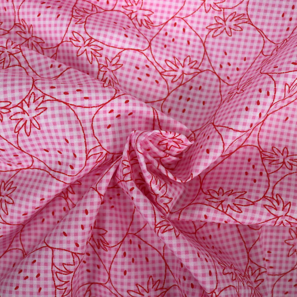 Erdbeeren auf Vichy Karo - Rosa