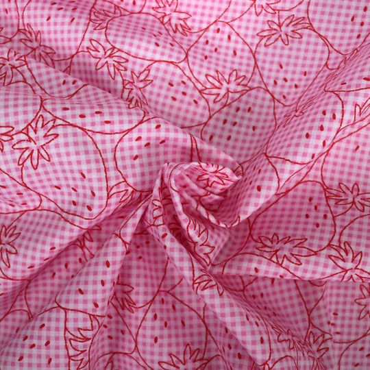 Erdbeeren auf Vichy Karo - Rosa