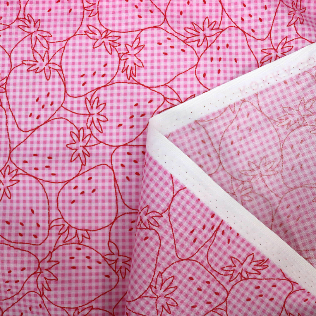 Erdbeeren auf Vichy Karo - Rosa