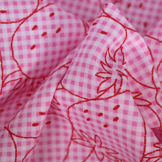 Erdbeeren auf Vichy Karo - Rosa