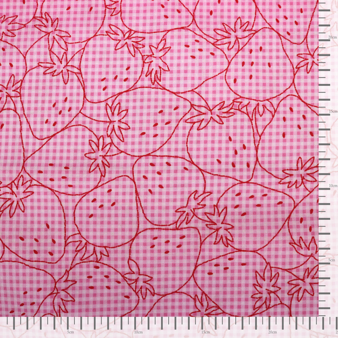 Erdbeeren auf Vichy Karo - Rosa