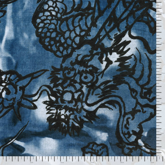 Kalligrafie Drache - Blau