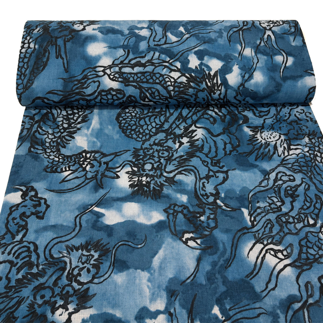 Kalligrafie Drache - Blau