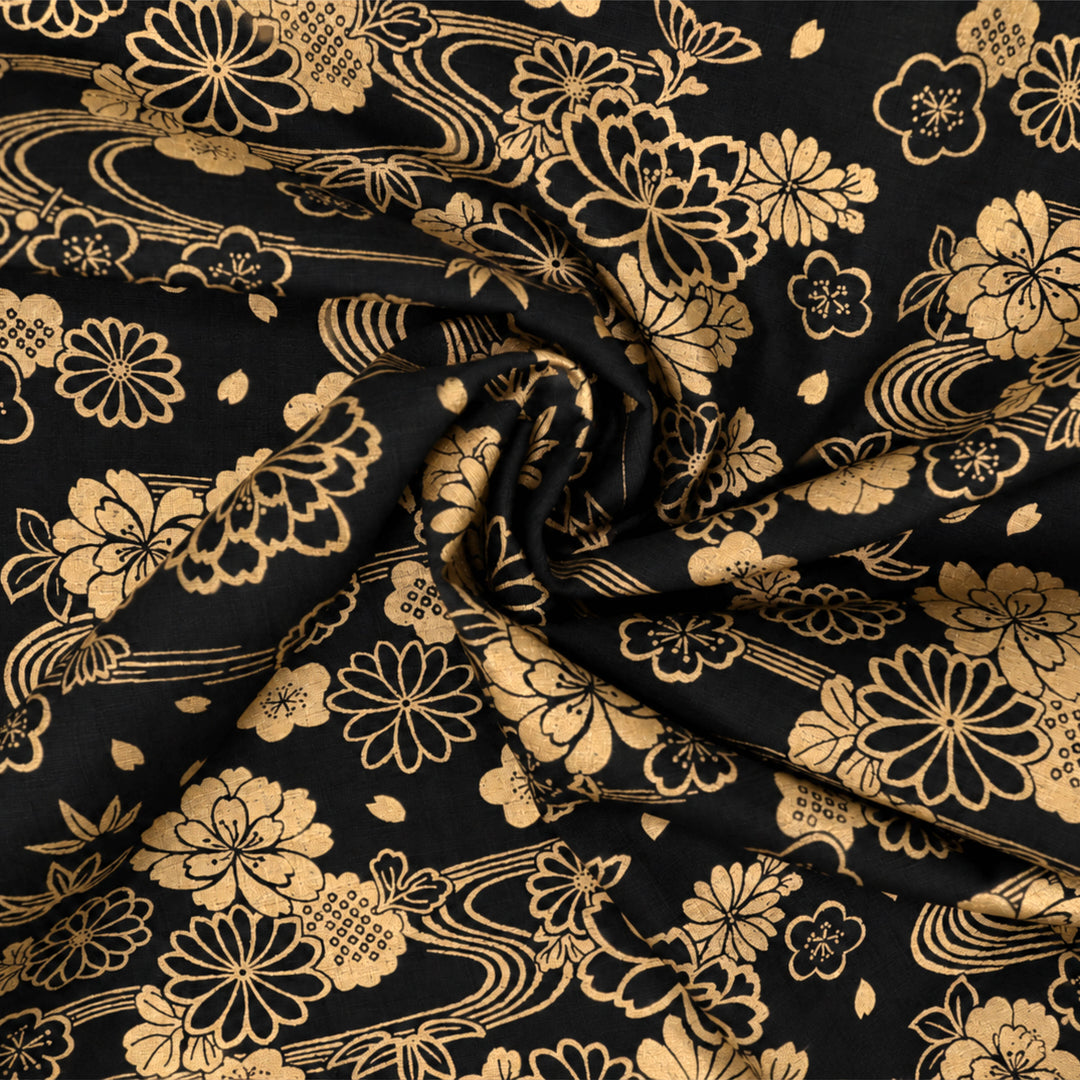 Goldene Blüten - Schwarz