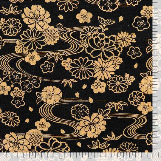 Goldene Blüten - Schwarz