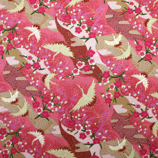 Kleine Kraniche & Kirschblüten - Pink